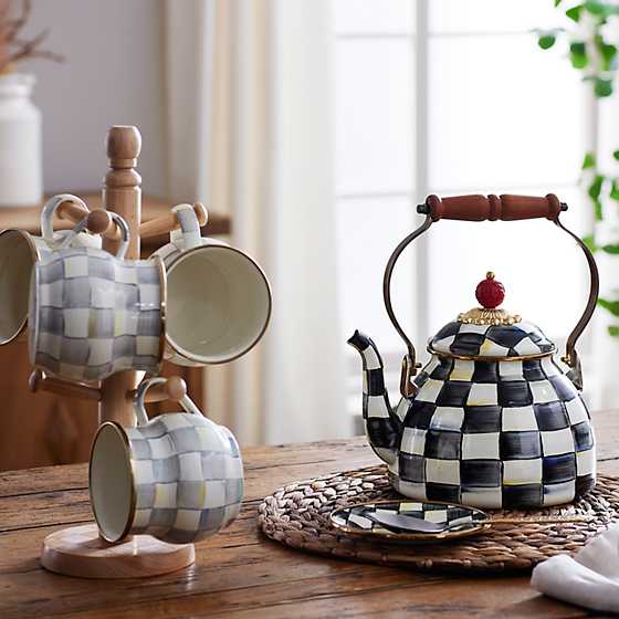 White Checkered Teapot Quart Tea Kettle Checkered Tea Kettle On Sale